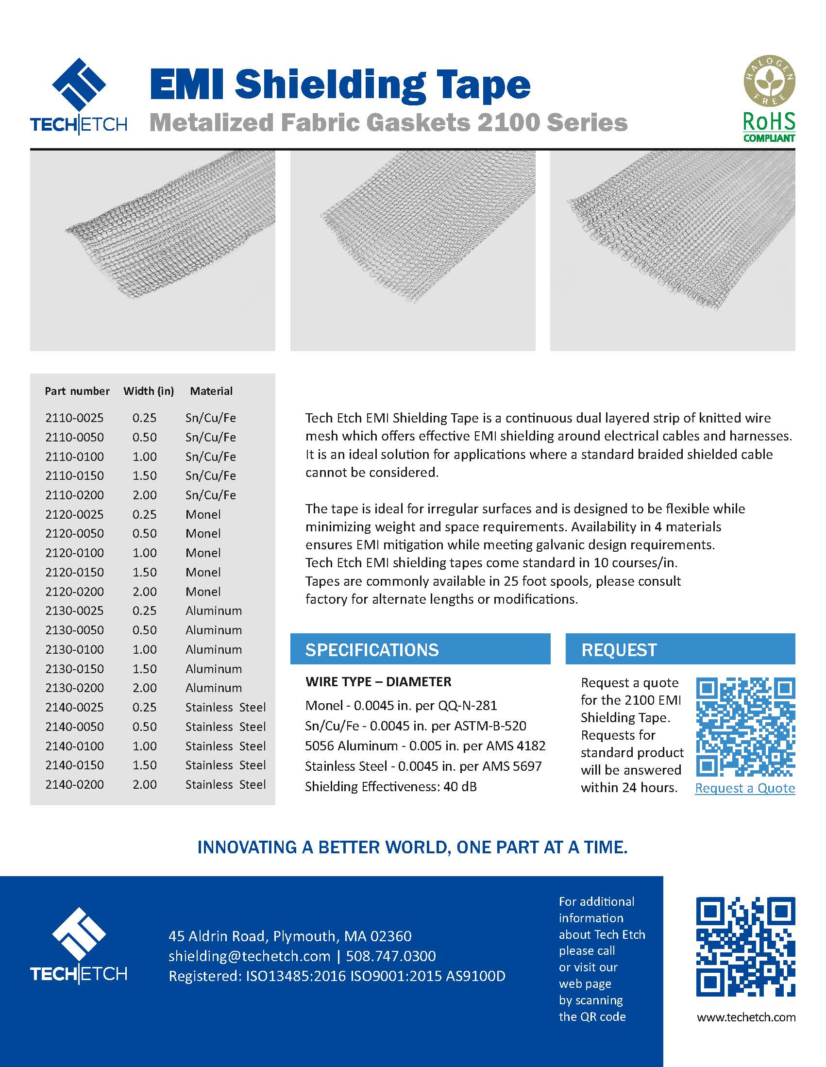 2100 Series Shielding Tape Cover Page